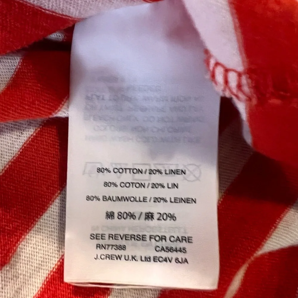 J. Crew Red & White Striped Off the Shoulder Top w/ Tie Front Sz Medium - Picture 8 of 10